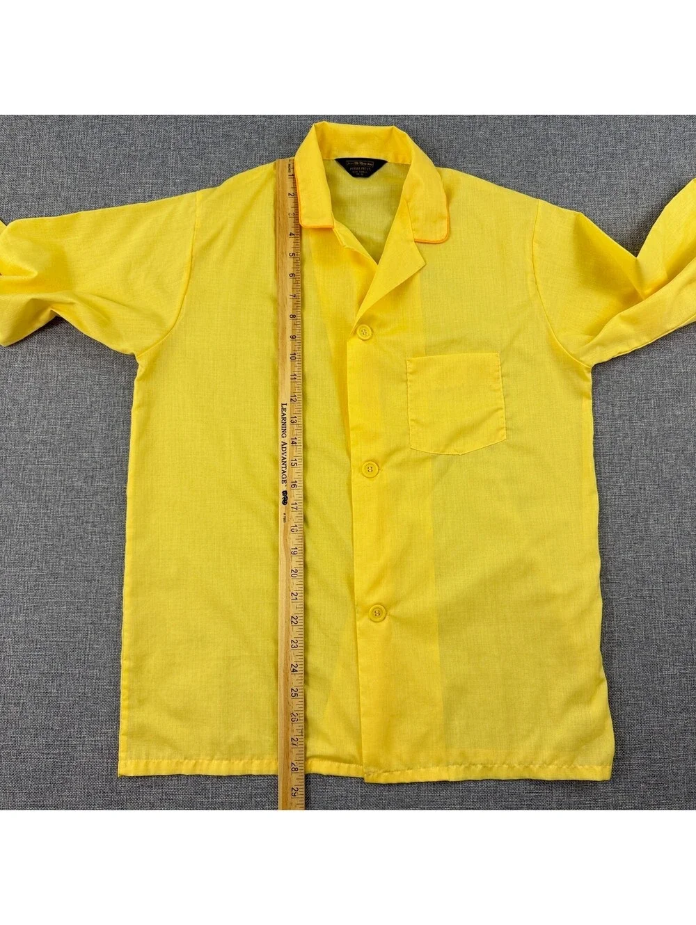Vintage 70s Sears The Men’s Store Perma Prest Yellow Pajama Shirt Size S 34/36